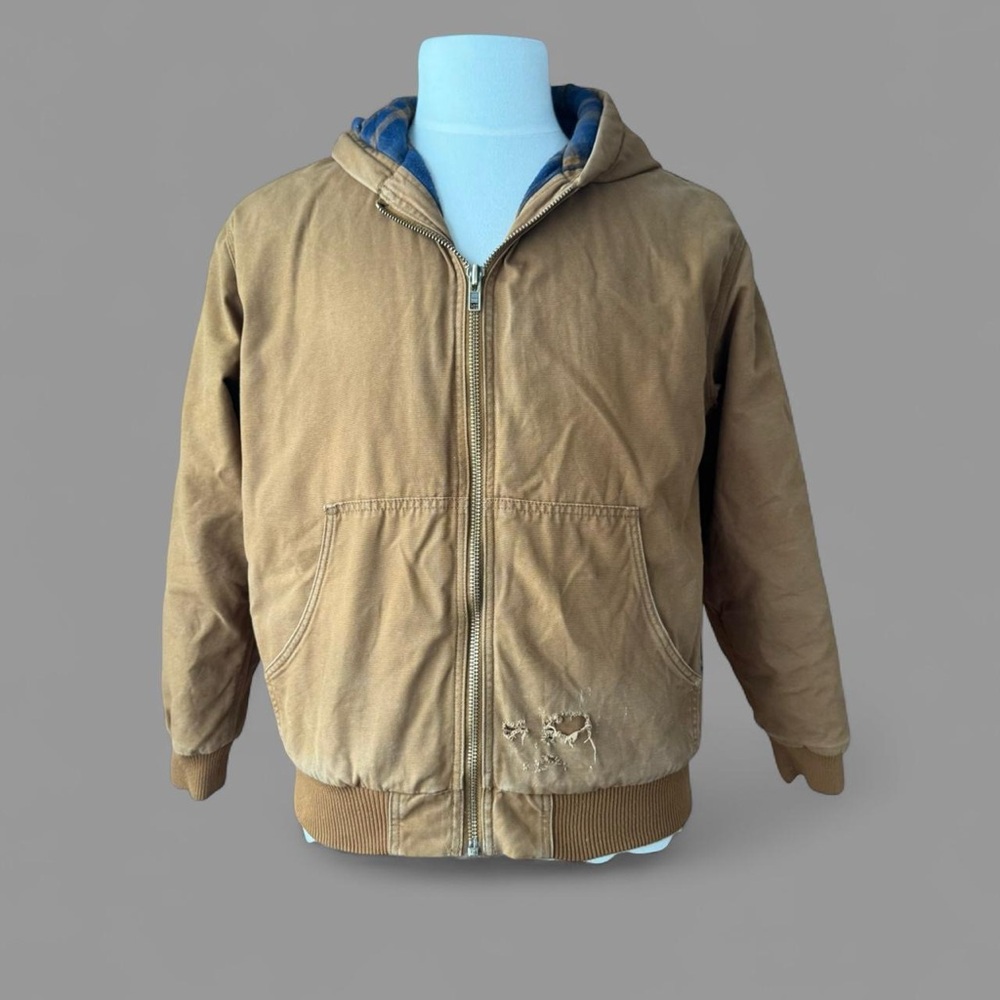 Brown Hooded Woolrich Canvas Work Jacket